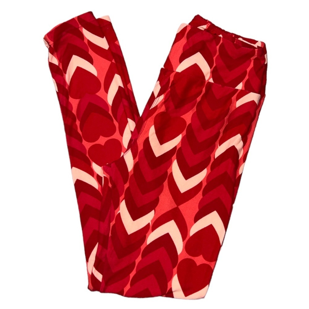 LuLaroe Red Hearts Valentines Leggings